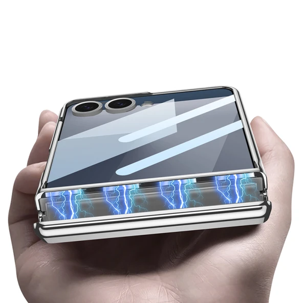 Samsung Galaxy Z Flip 7 Şeffaf Tasarımlı Kamera Korumalı Lego Standlı Kapak - Resim 3