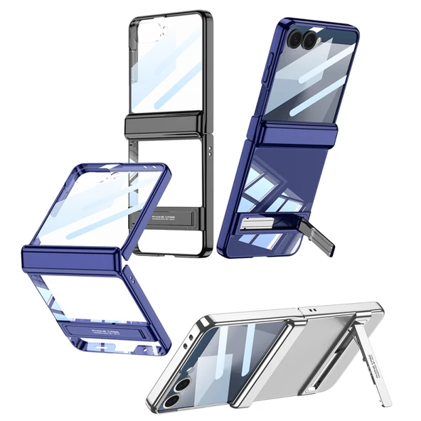 Samsung Galaxy Z Flip 7 Şeffaf Tasarımlı Kamera Korumalı Lego Standlı Kapak - Resim 4