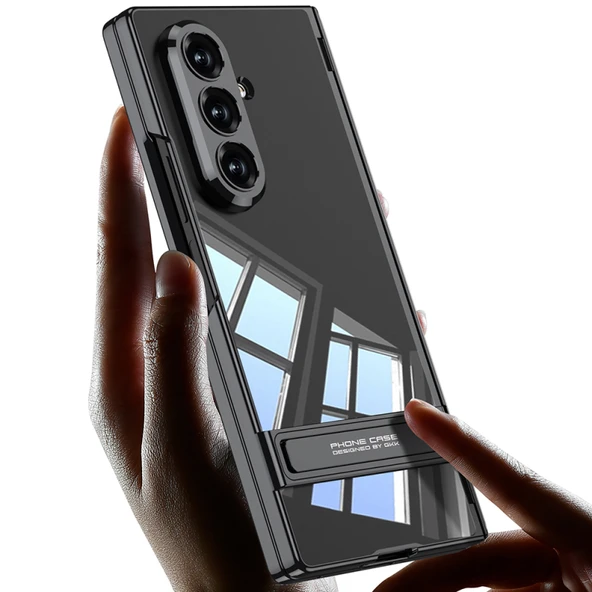 Samsung Galaxy Z Fold 7 Şeffaf Tasarımlı Kamera Korumalı Lego Standlı Kapak - Resim 2