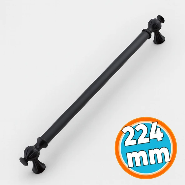 Mobilya Mutfak Çekmece Metal Kulp Dolap Dolabı Kapak Kulpları Kulbu Kulpu 224 mm 22.4 cm Siyah ürün görseli 1
