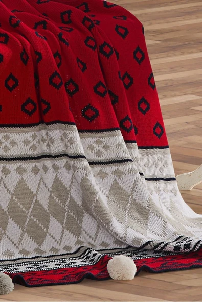 Geyikli  Triko Örgülü Geyikli Tv Battaniyesi 130 X 170 Cm - Resim 6