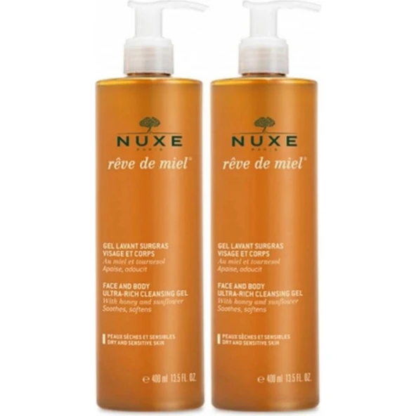 Reve De Miel Yüz ve Vücut Yıkama Jeli 2 x 400 ml + Dezenfektan Hediyeli - %72 Alkol ürün görseli 1