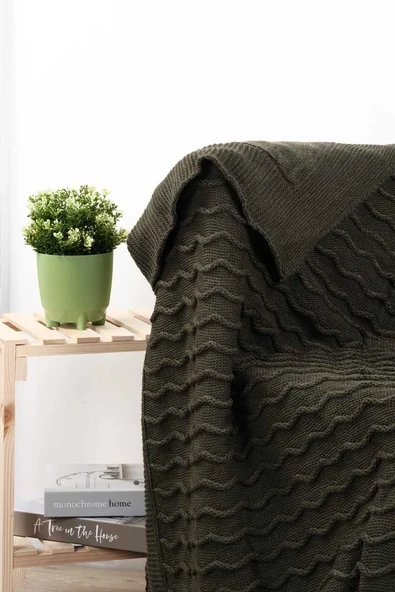 Meral Triko Örgülü Ponponlu Tv Battaniyesi 130 X 170 Cm - Resim 3