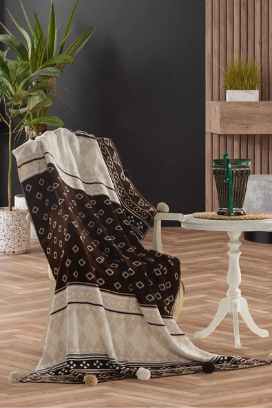 Geyikli  Triko Örgülü Geyikli Tv Battaniyesi 130 X 170 Cm - Resim 9