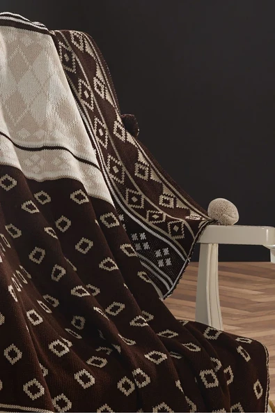 Geyikli  Triko Örgülü Geyikli Tv Battaniyesi 130 X 170 Cm - Resim 8