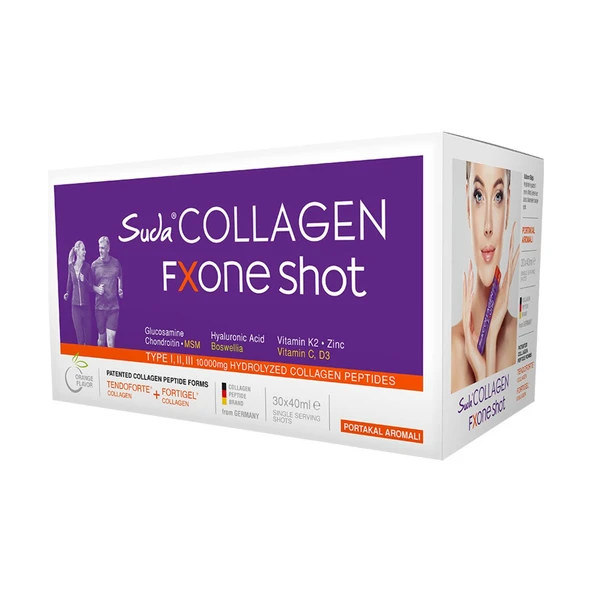 Suda Collagen Fxone Shot 30x40ml - Portakal - Dezenfektan Hediyeli (%72 Alkol) ürün görseli 1