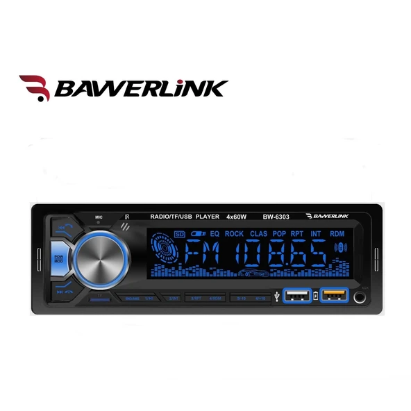 Bawerlink BW6303 Bluetooth Oto Teyp | Çift USB Girişli | 4x60W Amfi Çıkışlı | SD/USB/AUX Destekli Araba Teybi Radyo ürün görseli 1