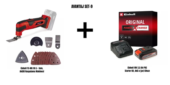 Einhell Set-9 (Einhell TC-MG 18 Li Akülü Raspalama Makinesi+Einhell 18V 2,5 Ah PXC Starter Kit, Akü & Şarj Cihazı) ürün görseli 1