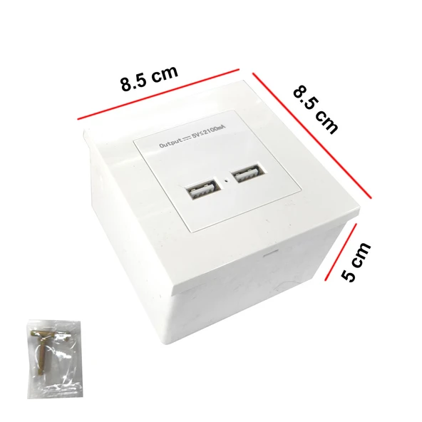 USB Priz duvar tipi kasalı usb priz sıva üstü 5v 2A Çift usb'li priz - Resim 5