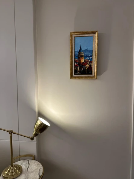 İstanbul Galata Manzaralı Orijinal Çerçeveli Yağlıboya Tablo - Resim 2