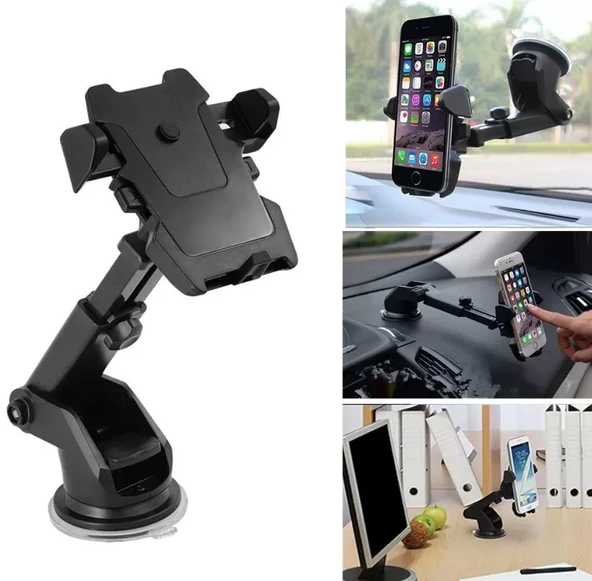 Long Neck One Touch Car Mount Araç İçi Telefonu Tutucu (5332) - Resim 4