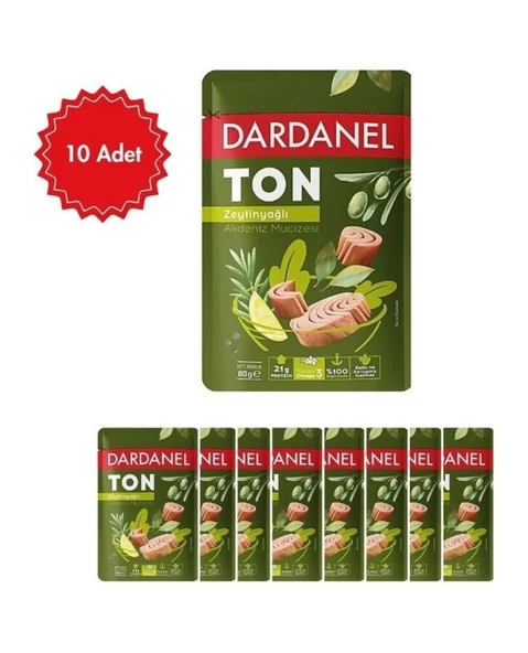 Dardanel Ton Zeytinyağlı Akdeniz Mucizesi Ton Balığı 80 G x 10 ürün görseli 1