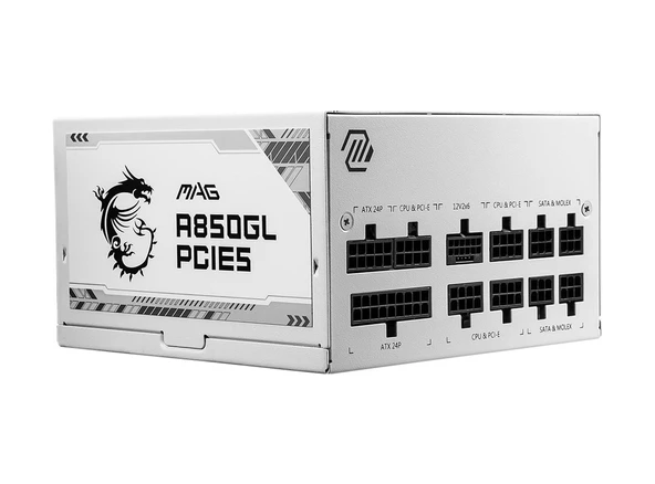 MSI MAG A850GL PCIE5 850W 80+ Gold Full Modüler Güç Kaynağı Beyaz - Resim 2