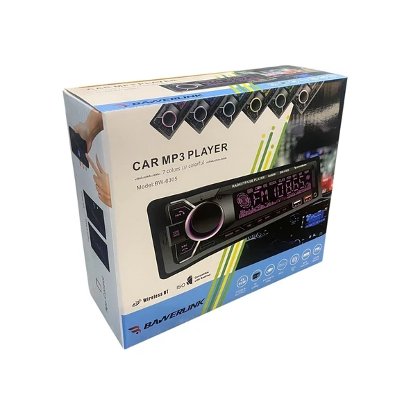 Bawerlink BW6305 Bluetooth Oto Teyp | Çift USB Girişli | 4x60W Amfi Çıkışlı | SD/USB/AUX Destekli Araba Teybi Radyo - Resim 5