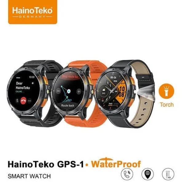 HainoTeko GPS-1 Amoled Ekran Su Geçirmez Akıllı Saat Dahili GPS Dahili Fener - Resim 4