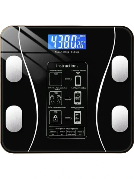 Yağ Ölçer Fonksiyonlu Dijital Baskül Elektronik Tartı Akıllı Bluetooth Lcd Dijital Ekran Ev Vücut (5332) - Resim 2