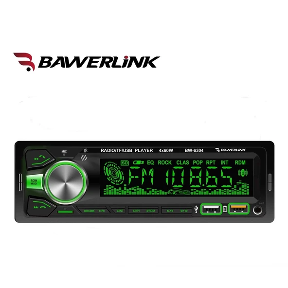 Bawerlink BW6304 Bluetooth Oto Teyp | Çift USB Girişli | 4x60W Amfi Çıkışlı | SD/USB/AUX Destekli Araba Teybi Radyo ürün görseli 1