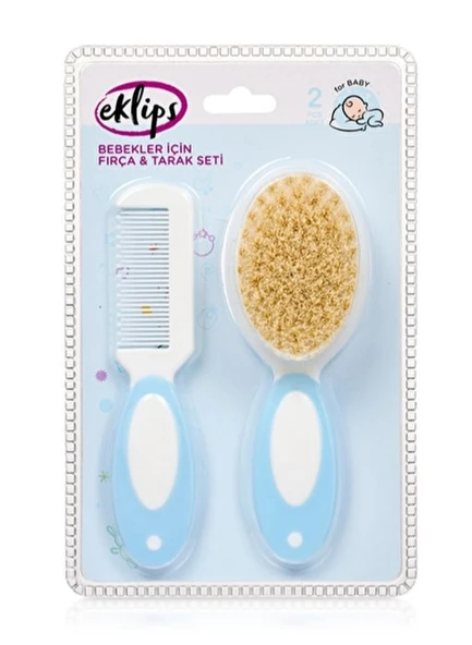 Eklips Bebek Fırça Tarak Seti (Mavi) – Doğal Kıllı, Nazik ve Güvenli Saç Bakımı ürün görseli 1
