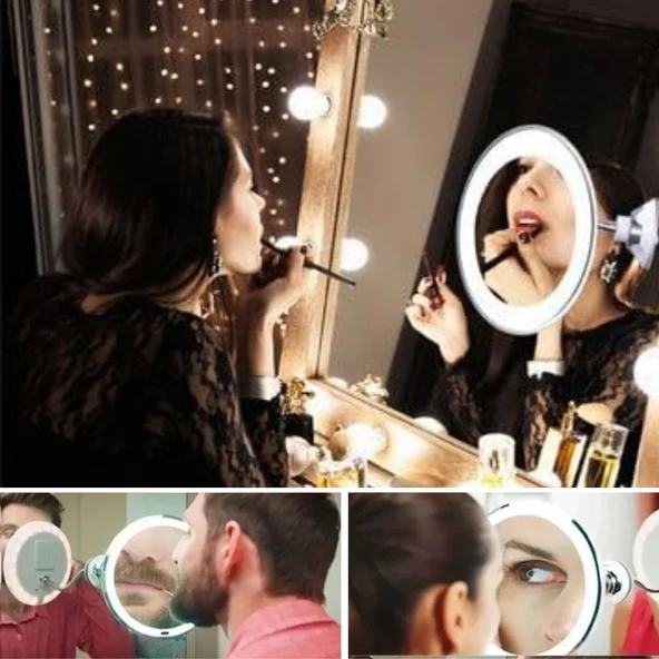 360° Döner Esnek Makyaj Aynası – 10X Büyüteçli, Güçlü Vantuzlu Detay Görüntüleme Çok Açılı Makyaj & Cilt Bakım Aynası (5332) - Resim 4