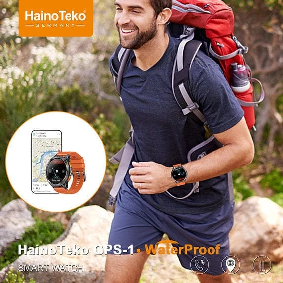 HainoTeko GPS-1 Amoled Ekran Su Geçirmez Akıllı Saat Dahili GPS Dahili Fener - Resim 8