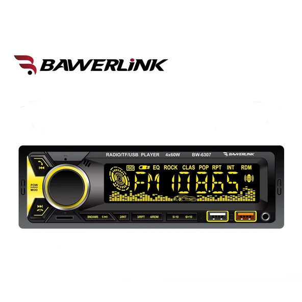 Bawerlink BW6308 Bluetooth Oto Teyp | Çift USB Girişli | 4x60W Amfi Çıkışlı | SD/USB/AUX Destekli Araba Teybi Radyo ürün görseli 1