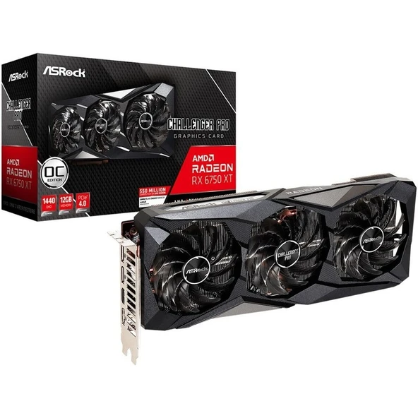 Asrock Radeon Rx 6750 Xt Challenger Pro 12G Oc 12GB Gddr6 192 Bit Ekran Kartı 90-GA3QZZ-00UANF ürün görseli 1