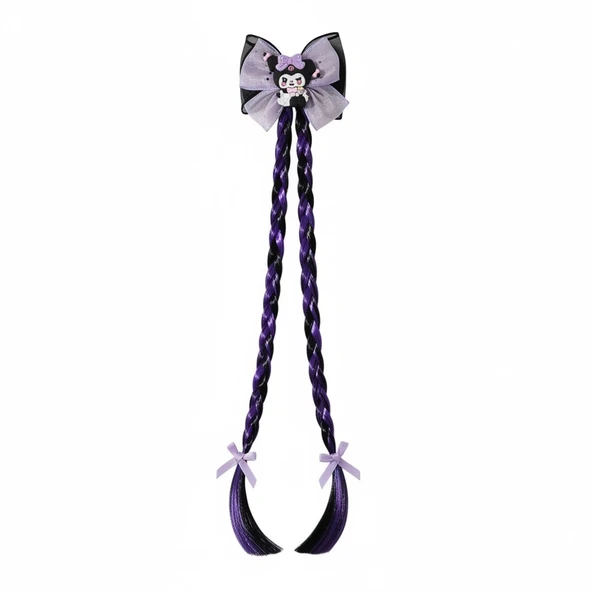 Yapay Saçlı Kuromi Çocuk Toka - Resim 4