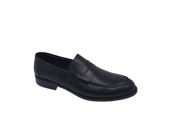 Zerhan 660 Erkek Siyah Loafer Hakiki Deri Hazır Taban Büyük Numara Ayakkabı 45 46 47 48 - Resim 4