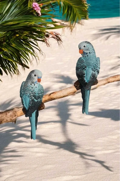 Gobo 2 Adet El Boyaması Muhabbet Kuşu Duvar Balkon Bahçe Süsü Farklı Renklerde ürün görseli 1