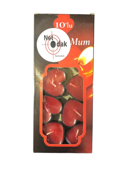 Kokusuz Kırmızı Renkli Kalpli Mum Eğlence Kutlama Parti Mumu (10 Adet) - Resim 8