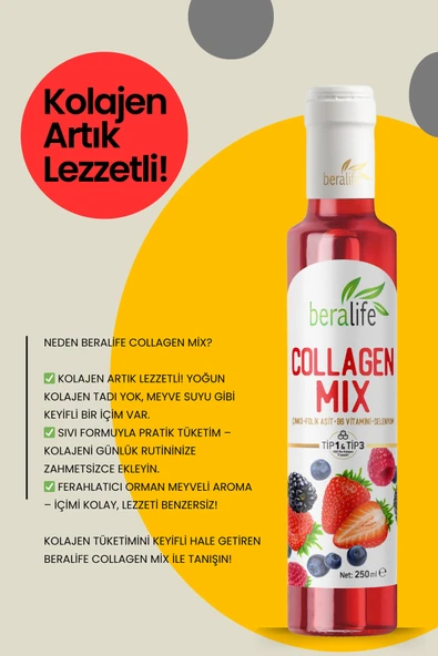Collagen Mix-Doğal Kolajenli İçecek Tip 1-Tip 3 Kolajen - Resim 2