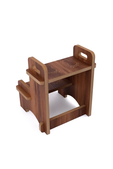 Ahşap Montessori Eğitici Kaymaz Çocuk Basamak-Tabure Banyo, Lavabo Merdiven Yükseltici - Resim 7