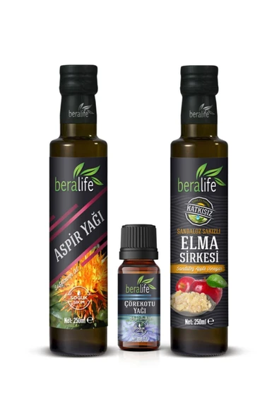 250 ml Aspir Yağı + 250 ml Sandaloz Sakızlı Elma Sirkesi + 20 ml Çörek Otu Yağı ürün görseli 1