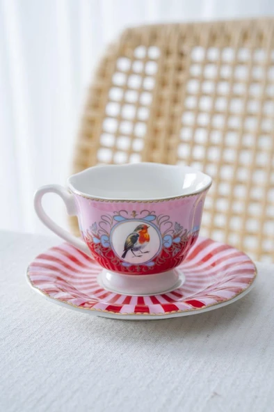 Acar SYT-08596 Birdie Pembe 6'lı Kahve Fincan Takımı ürün görseli 1