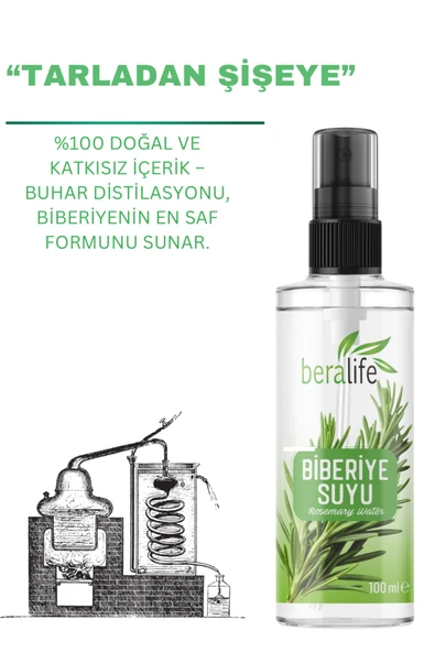 Biberiye Suyu Dökülme Karşıtı Ve Saç Uzamasını Destekleyici Saç Toniği %100 Doğal Ve Saf 100 ml - Resim 3