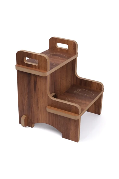 Ahşap Montessori Eğitici Kaymaz Çocuk Basamak-Tabure Banyo, Lavabo Merdiven Yükseltici - Resim 3