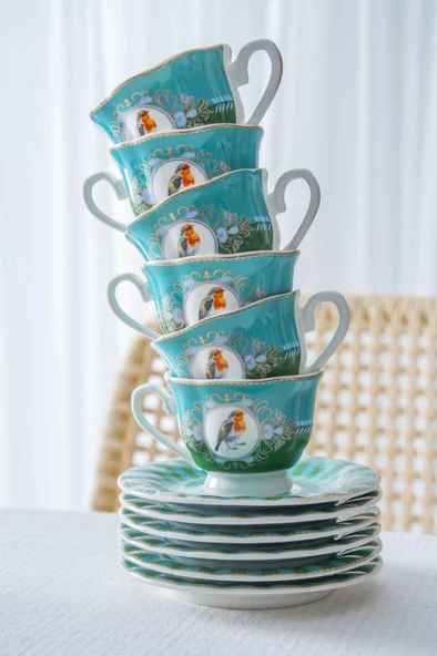 Acar SYT-08596 Lumiere Yeşil 6'lı Kahve Fincan Takımı - Resim 4