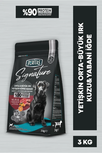 PERİTAS Signature Kuzulu Orta ve Büyük Irk Yetişkin Köpek Maması 3 KG ürün görseli 1