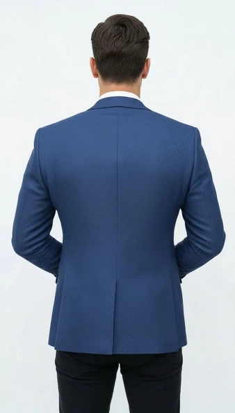 Erkek Dokulu Kumaş Slim Fit Blazer Ceket – Şık Modern Kesim Tek Düğmeli - Resim 6