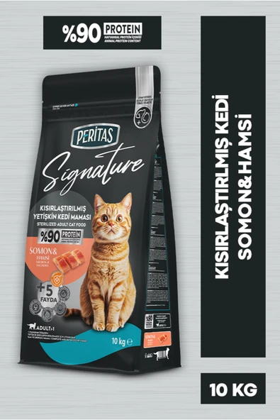 PERİTAS Signature Somonlu Kısırlaştırılmış Yetişkin Kedi Maması 10 KG ürün görseli 1
