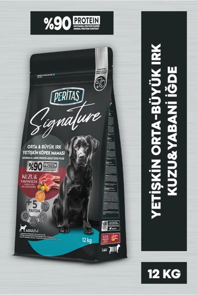 PERİTAS Signature Kuzulu Orta ve Büyük Irk Yetişkin Köpek Maması 12 Kg ürün görseli 1
