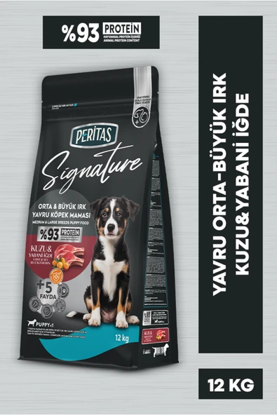 PERİTAS Signature Kuzulu Orta ve Büyük Irk Yavru Köpek Maması 12 Kg ürün görseli 1