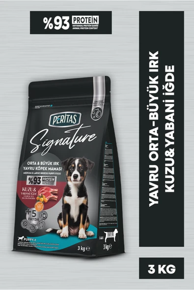 PERİTAS Signature Kuzulu Orta ve Büyük Irk Yavru Köpek Maması 3 Kg ürün görseli 1