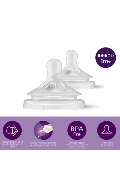 Philips Avent Natural Response Teat 2'li Biberon Emziği SCY963-02 - Resim 4