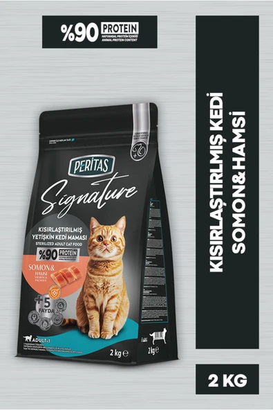 PERİTAS Signature Somonlu Kısırlaştırılmış Yetişkin Kedi Maması Yetişkin (1 - 7 Yaş)-2 Kg-Evet ürün görseli 1