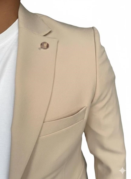 Erkek Slim Fit Blazer Ceket – Plus Scorpion Tek Düğmeli Spor & Klasik Kombin - Resim 10