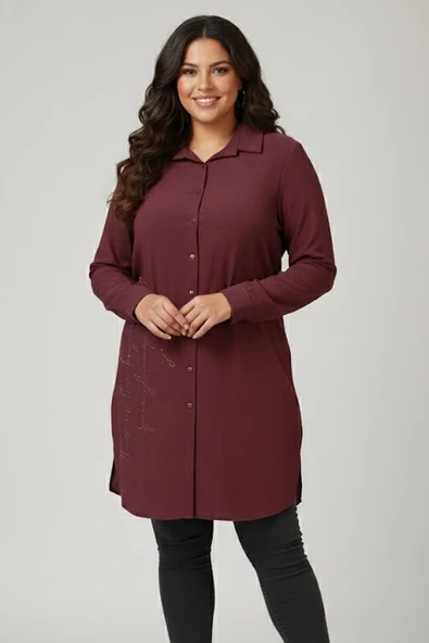 1910 DEES YAZI DETAYLI TUNİK - Resim 4