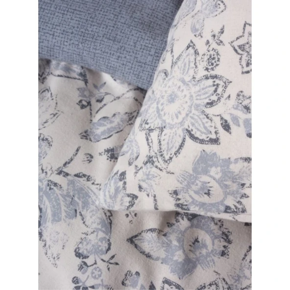 COTTON BOX FLANEL NEVRESIM TAKIMI CIFT KISILIK RUBY ANTRASIT - Resim 2