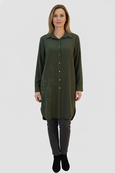 1910 DEES YAZI DETAYLI TUNİK - Resim 3