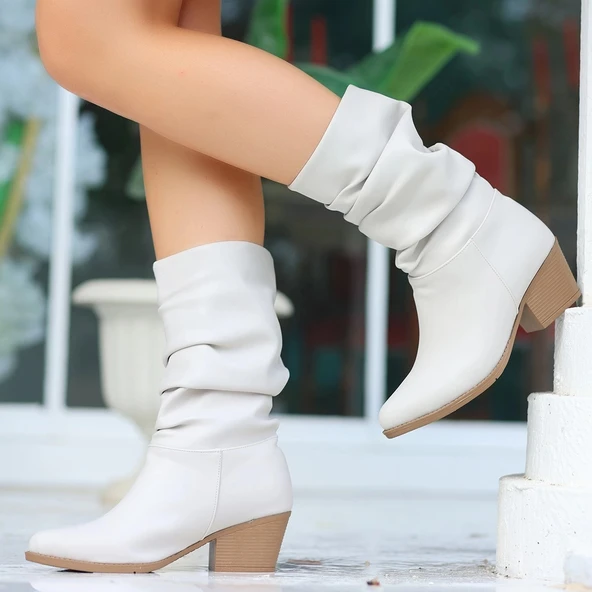 Yior Bej Cilt Topuklu Bot - Resim 4